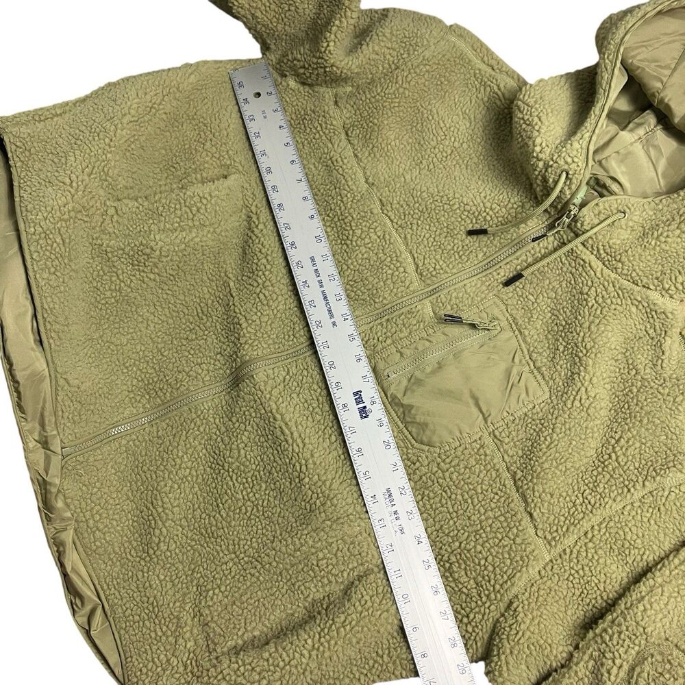 H&M Fleece Jacket Green Sherpa Hooded Zip Up Casual Streetwear - Picture 5 of 10